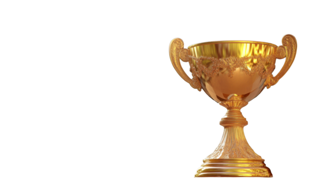 Golden Trophy: A shiny golden trophy stands proudly against a clean backdrop, symbolizing success and achievement. Perfect for representing awards, recognition, and accomplishment.