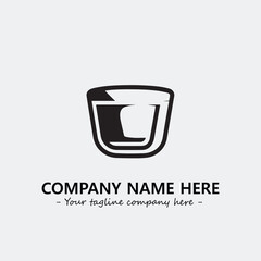 Cup illustration black and white for logo company vector image
