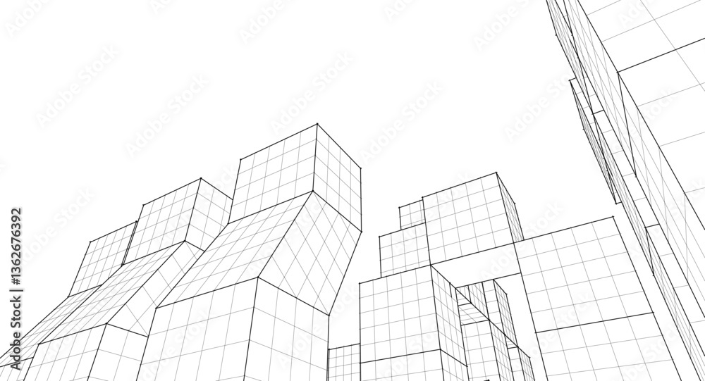Poster  abstract modular architecture 3d rendering