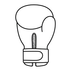 Boxing glove vector illustration. Hand-drawn sports equipment in doodle style. Black line art isolated on white background.