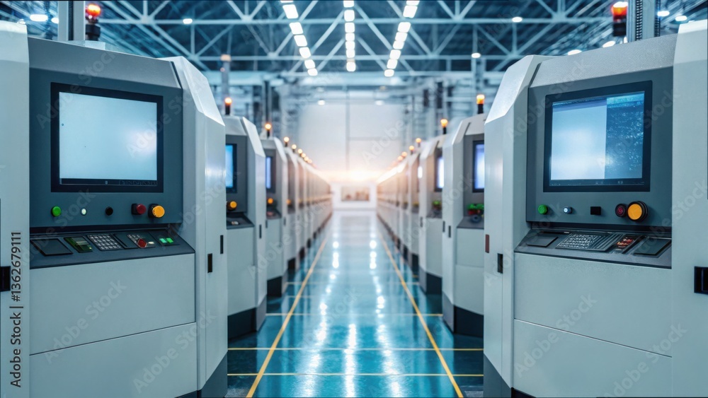 Poster Advanced Machinery with Augmented Reality Data in Modern Factory