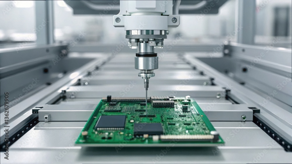 Poster Robotic Hand Mounted on Circuit Board for Precision Assembly Process