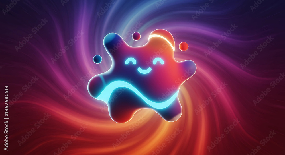 Fototapete abstract blob character with swirl background design art