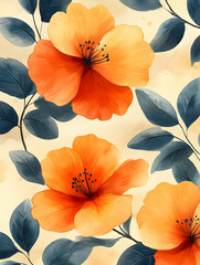 Orange floral pattern