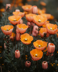 Orange flowers bloom