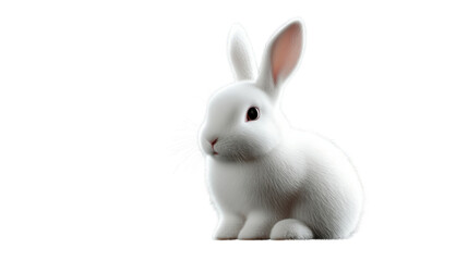 Obraz premium Bunny's Gentle Gaze: A fluffy white rabbit with pink-tipped ears, exuding innocence and charm. This high-quality image would be great for any creative project.