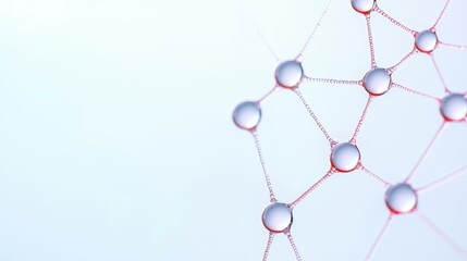 Obraz premium A close-up image showing interconnected droplets creating a network-like structure against a soft background.