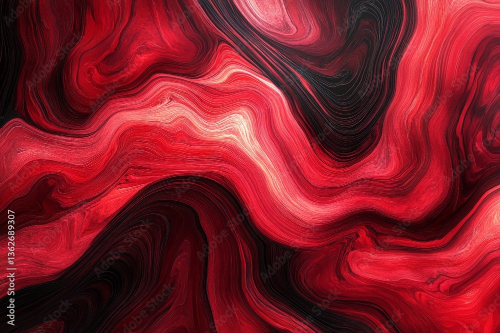 Poster Swirling red and black abstract pattern evokes deep emotions and vibrant energy in a dynamic art piece
