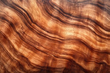 Unique patterns of polished natural wood surface showcasing rich textures and colors under gentle lighting