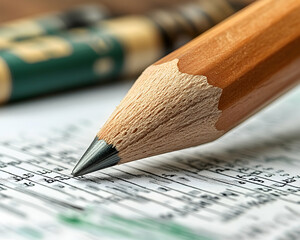 Pencil tip hovers above musical notes on a sheet