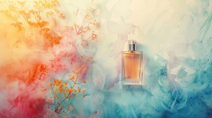 Elegant Luxury Fragrances in Pastel Watercolors - Soft Focus Medium Shot with Delicate Lighting