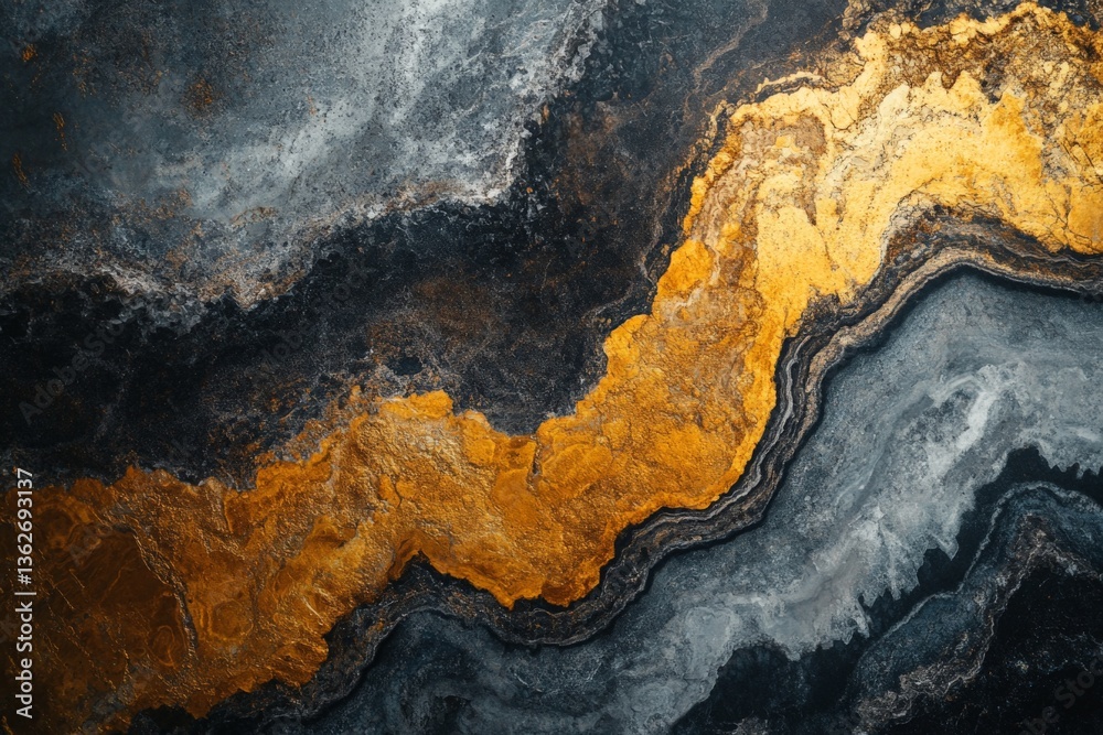 Poster Abstract design showcasing golden and dark textures with flowing patterns in a modern artistic style