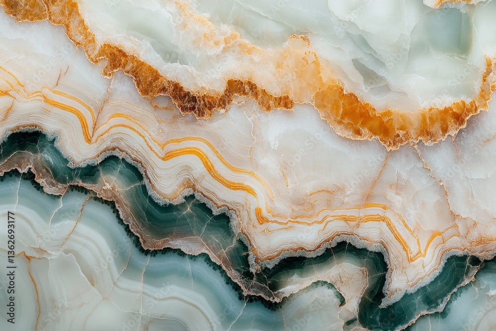 Poster striking patterns of polished agate stone showcasing rich colors and intricate layers in natural for