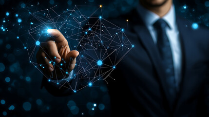 Businessman interacting with digital network