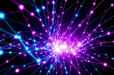 Fototapeta premium Cybernetic Starburst - Abstract Digital Night Sky