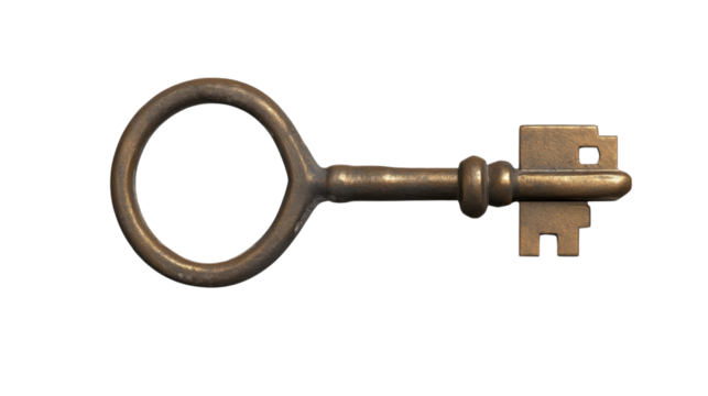 Unlock the Possibilities: A vintage key, meticulously crafted, symbolizes access, security, and unlocking opportunities, perfect for themes of discovery, heritage, and finding solutions.