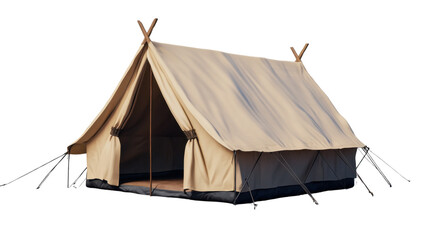 Camping Shelter: Capturing the simplicity of a tent, ideal for adventurous outdoor camping and leisure activities, featuring a natural color that blends seamlessly with the environment.