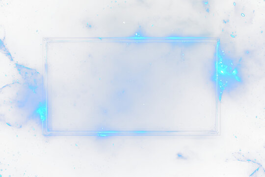 Glowing blue neon frame in space.