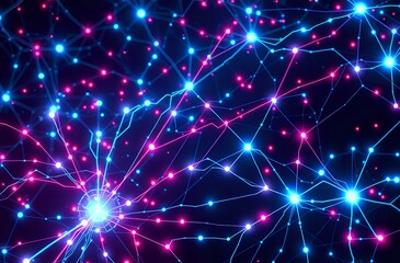Fototapeta premium Futuristic Cyberpunk Neural Networks - Abstract Digital Art