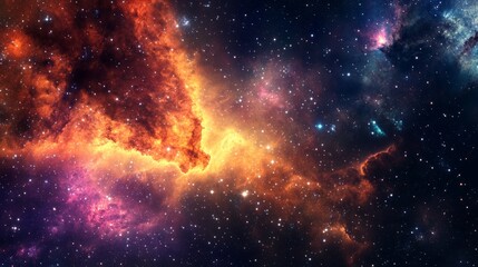Fototapeta premium A breathtaking cosmic scene featuring multicolored nebulas, glowing stars, and distant galaxies
