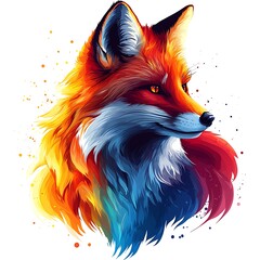 Cheerful fox logo with rainbow abstract fur high resolution picture