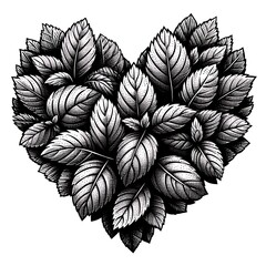 Detailed Botanical Leaf Heart Illustration Nature Inspired Art