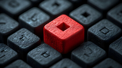 Red block on black keyboard