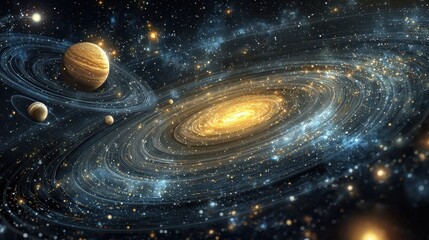 Cosmic Harmony - Photorealistic Astronomical Illustration with Golden Ratio on White Background, Bold Colors, Selective Color Effect, and Engaging Presentation