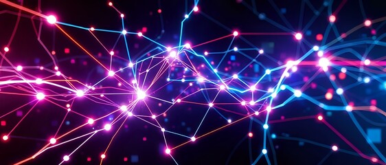 Fototapeta premium Cyberpunk Neon Networks - Futuristic Abstract Digital Art