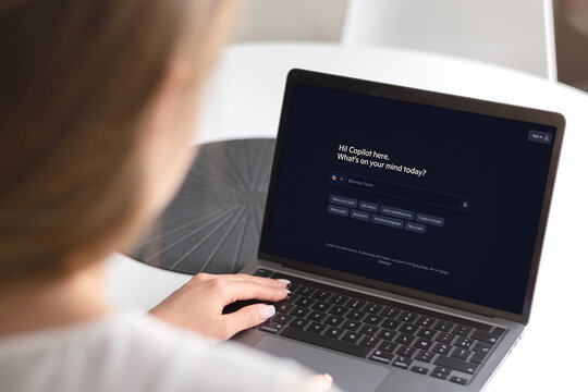 Guilherand-Granges, France - March 26, 2025. Microsoft Copilot: AI chatbot for productivity. Integrates with Microsoft 365, Windows..