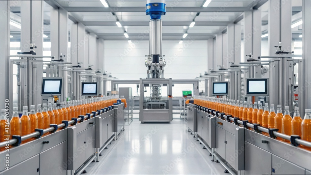 Poster automated bottling line in fmcg industry with advanced technology