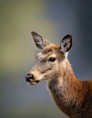 Obraz premium Portrait photo of a deer with a sharp gaze with a blurred background