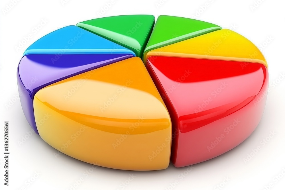 Aufkleber Colorful pie chart representing data segments in a creative and engaging way for presentations