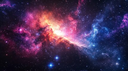 Fototapeta premium A magnificent deep-space vision with vibrant galaxies, twinkling stars, and mysterious nebula formations.