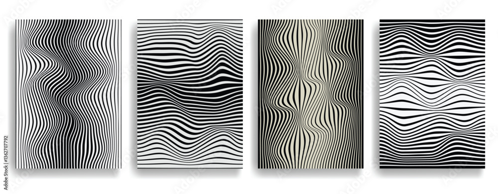 Fototapete Abstract flow Lines Background . Wavy Stripes . Striped linear pattern . Poster collection with smooth lines .Brochures set with wave lines .Vector .