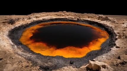 Dark, fiery pool in a crater