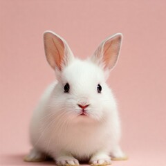 Obraz premium AI-generated image: An adorable Easter bunny, with its soft fur and captivating gaze, finds itself surrounded by a variety of colorful eggs, ready for the Easter celebration.