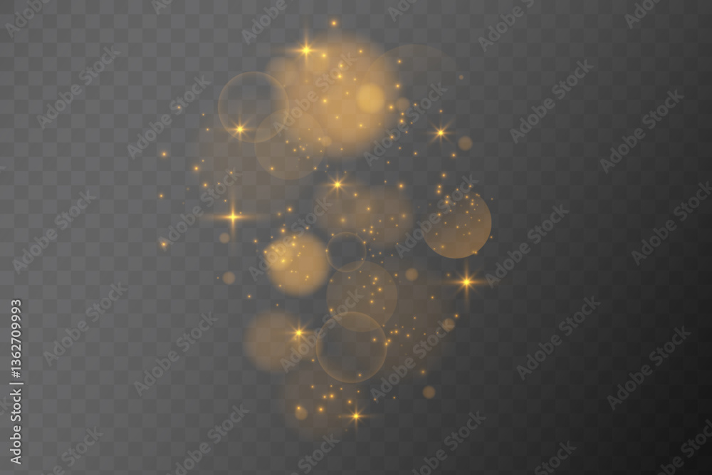 Poster the light of gold dust. a stunning bokeh light effect background png. a gorgeous christmas glowing d