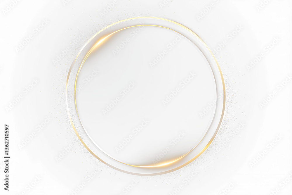 Poster Elegant gold circle frame on black background with sparkles.