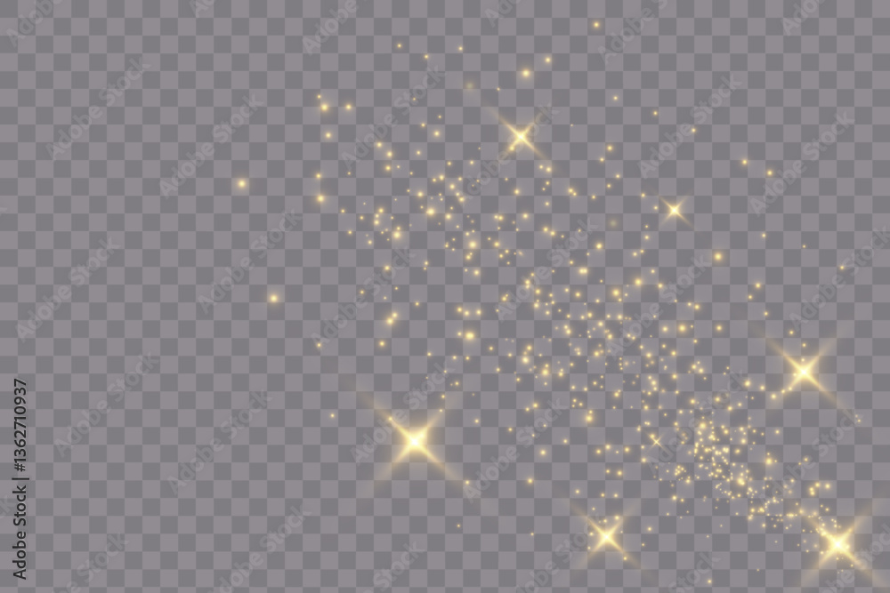 Aufkleber Gold Light. Vector Glitter Particles. Shining Bokeh