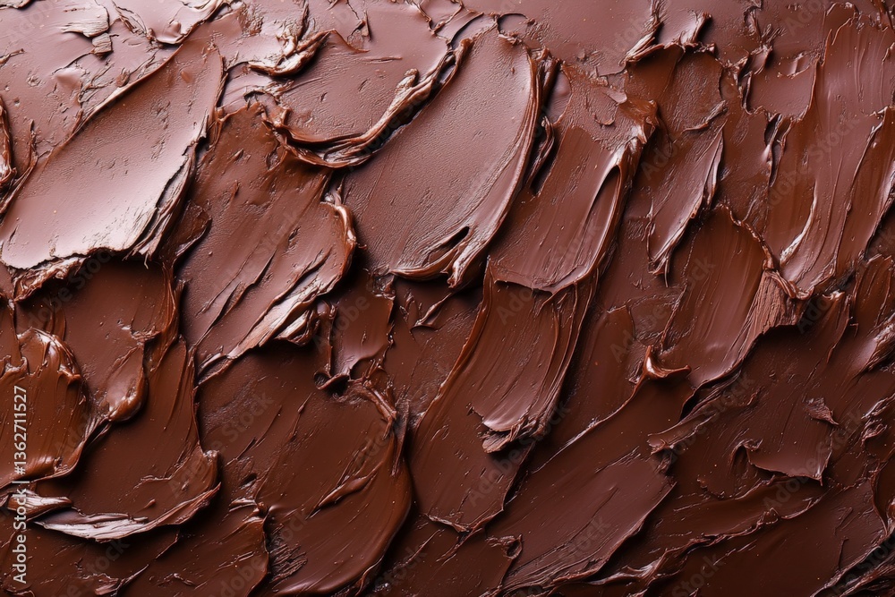 Poster creamy chocolate spread arranged artistically on a surface with smooth textures during daylight