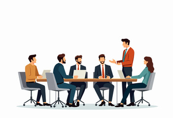 Communicate the importance of collaboration and decision-making with this vector image of a professional business meeting, suitable for articles, blogs, and corporate communications.

