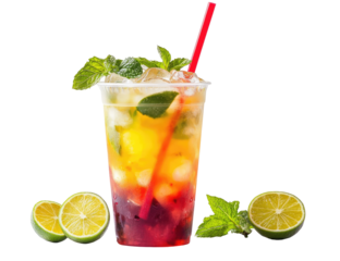 Refreshing layered iced fruit beverage