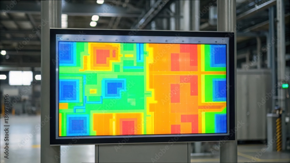 Poster bright heat map display in modern factory environment