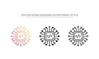 Code Processor icon design with white background stock illustration