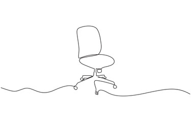 Continuous one line sketch of an office chair. Single line drawing of an executive chair, Office chair one continuous line drawing vector illustration. Premium vector.