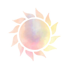 淡い色のシンプルな太陽　水彩風