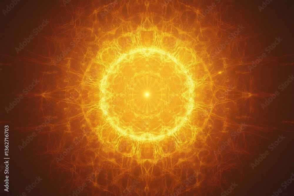 Aufkleber bright orange mandala pattern radiating in a circular design showcasing vibrant light and intricate 