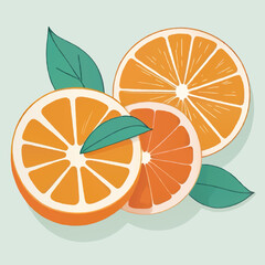 cartoon oranges and leaves vector illustration