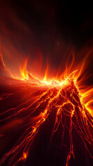 Intense orange and red lava flows, creating a fiery, textured surface, showcasing power and intense heat, ideal for dramatic or energy-related concepts